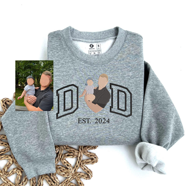 Sweat-shirt personnalisé brodé avec photo pour PAPA