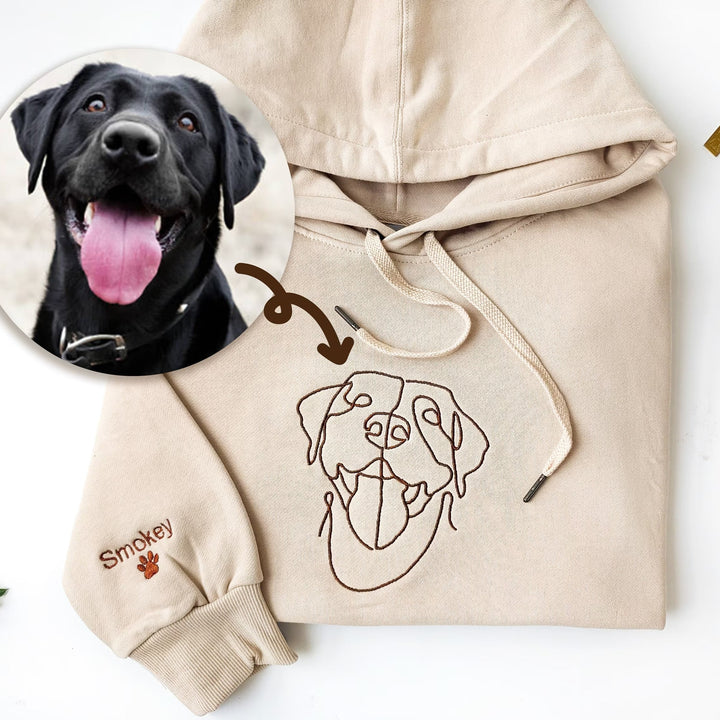 Sweat-shirt brodé avec visage de chien personnalisé avec nom basé sur votre photo