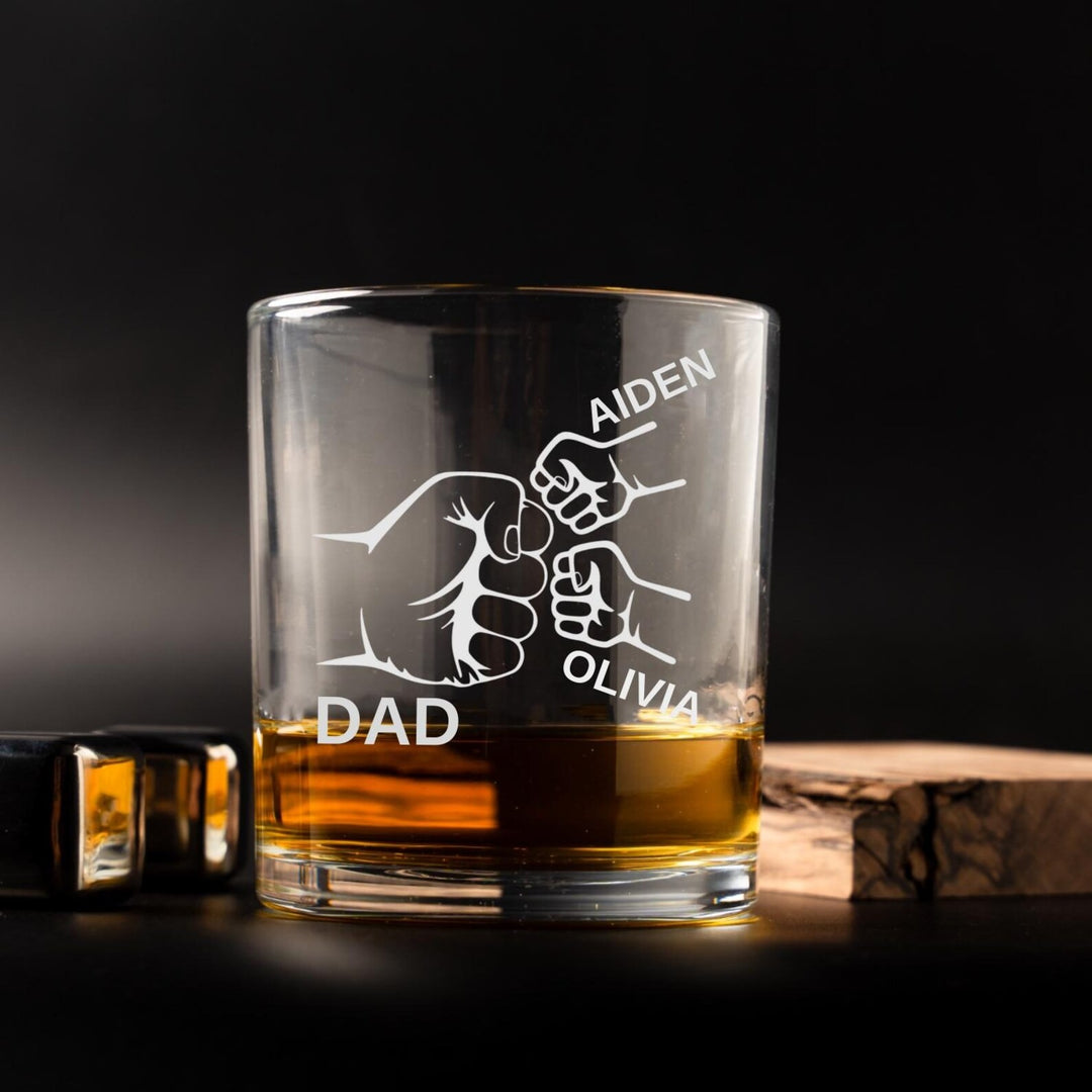 Verres à whisky personnalisés pour la fête des pères, Nom de l'enfant personnalisé