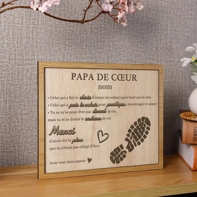 Panneau en bois 3D personnalisé Stepped Up Dad pour la fête des pères
