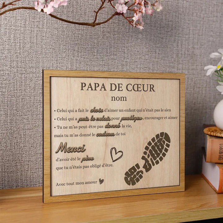 Panneau en bois 3D personnalisé Stepped Up Dad pour la fête des pères