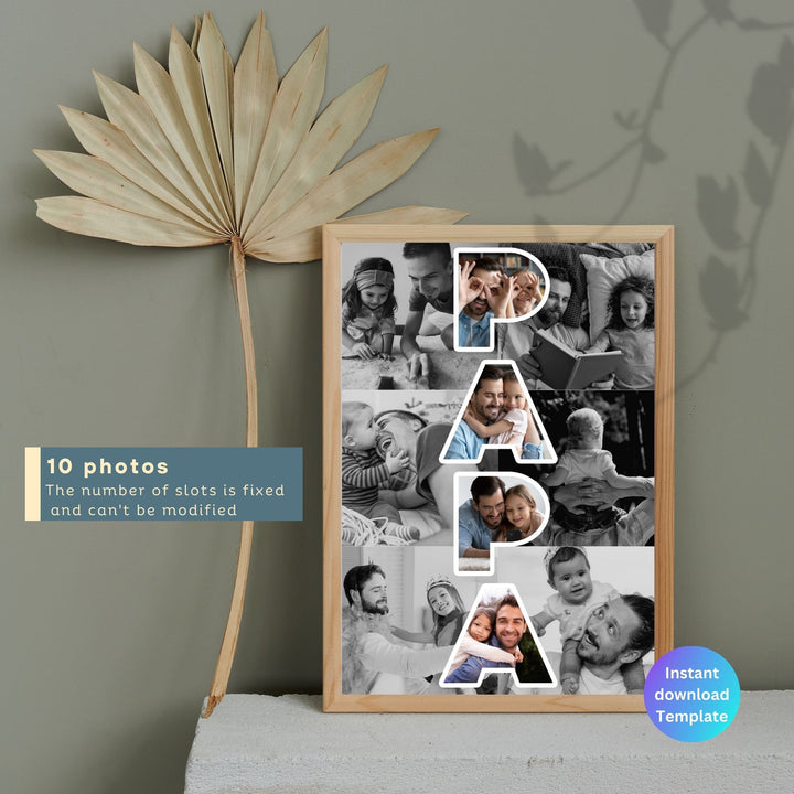 Modèle de collage photo personnalisé PAPA Cadeau personnalisé pour la fête des pères
