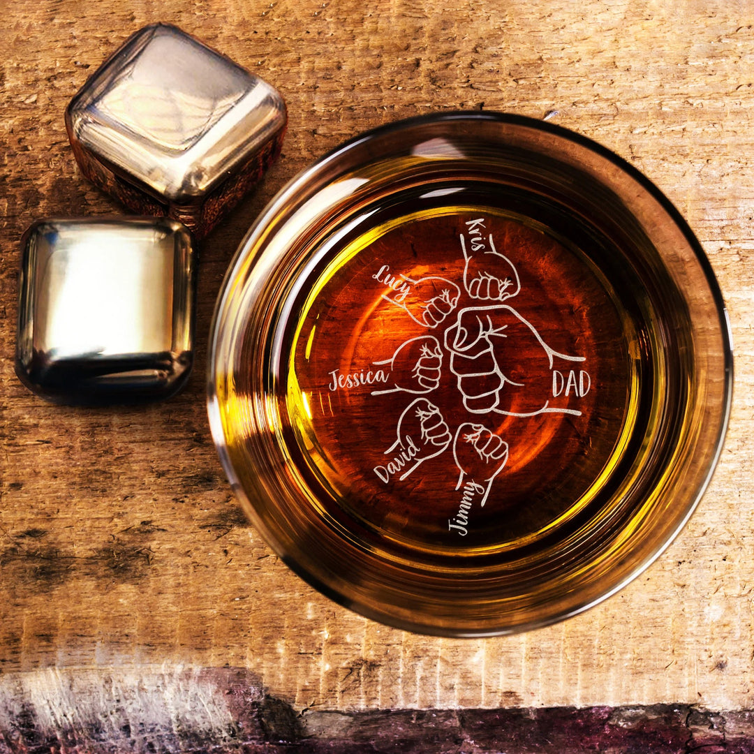 Verres à whisky personnalisés pour la fête des pères – Nom de l'enfant personnalisé sur verre à whisky