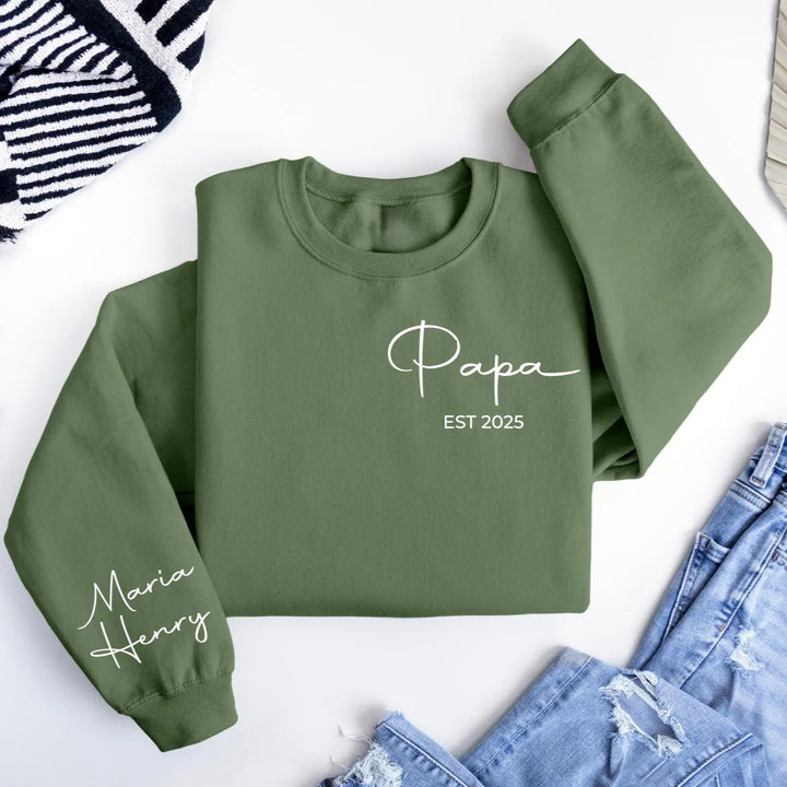Sweat-shirt à transfert thermique avec police artistique « Papa »