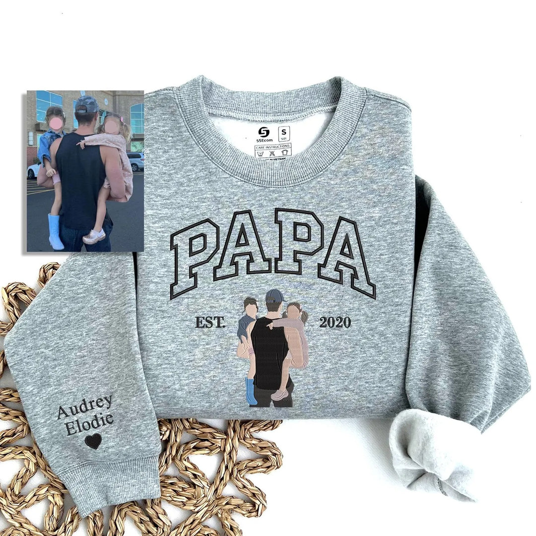 Sweat-shirt personnalisé brodé avec photo pour PAPA/PAPI