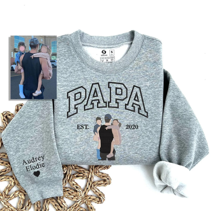 Sweat-shirt personnalisé brodé avec photo pour PAPA/PAPI