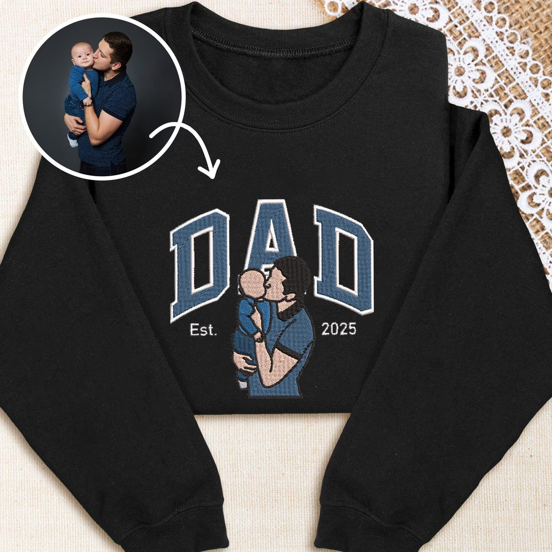 Sweat-shirt personnalisé brodé avec photo pour PAPA/DAD