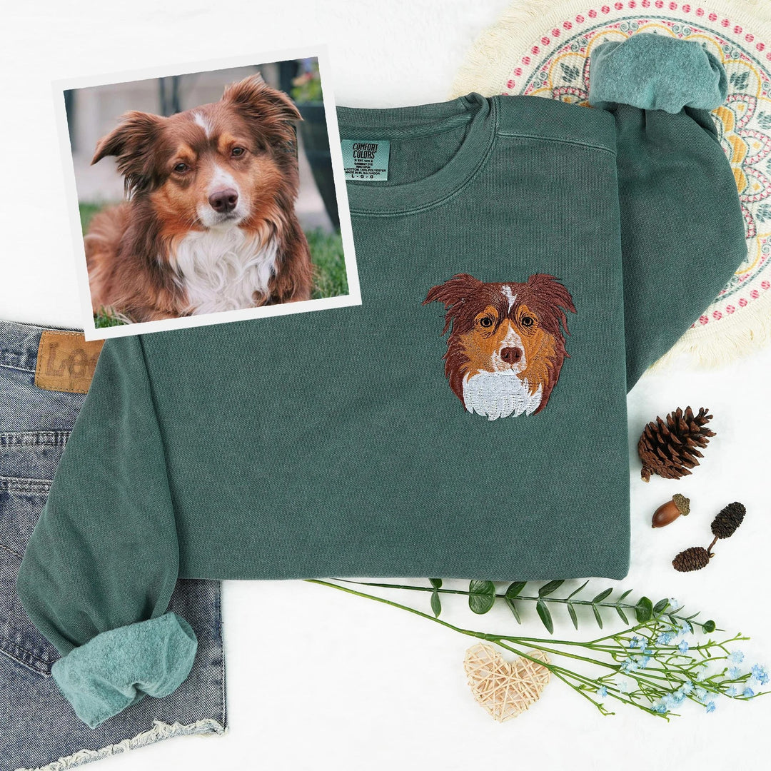 Sweat-shirt brodé avec visage de chien personnalisé