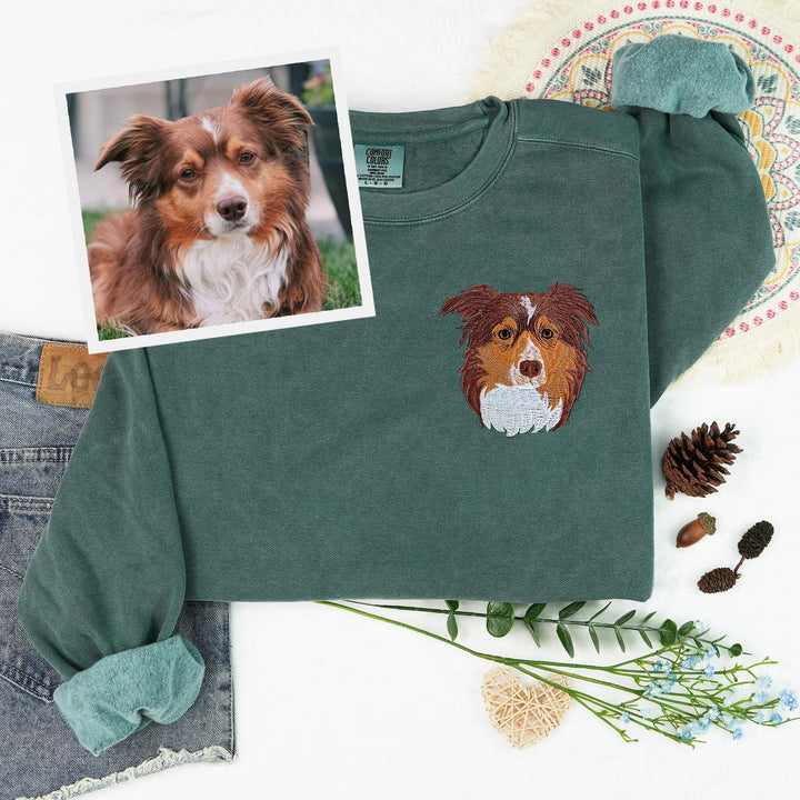 Sweat-shirt brodé avec visage de chien personnalisé