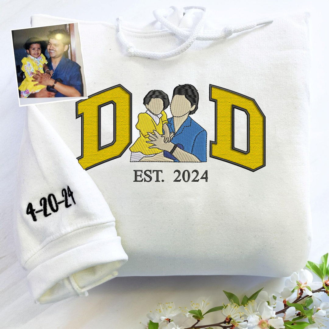 Sweat-shirt personnalisé brodé avec photo pour PAPA/PAPY/DAD