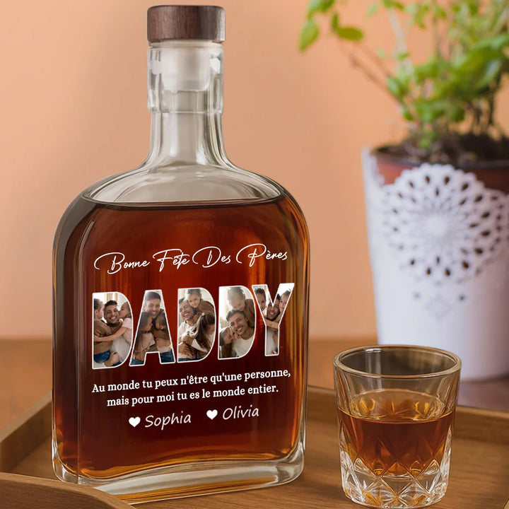 Bouteille de whisky avec lecteur de photo personnalisé, cadeau pour la fête des pères