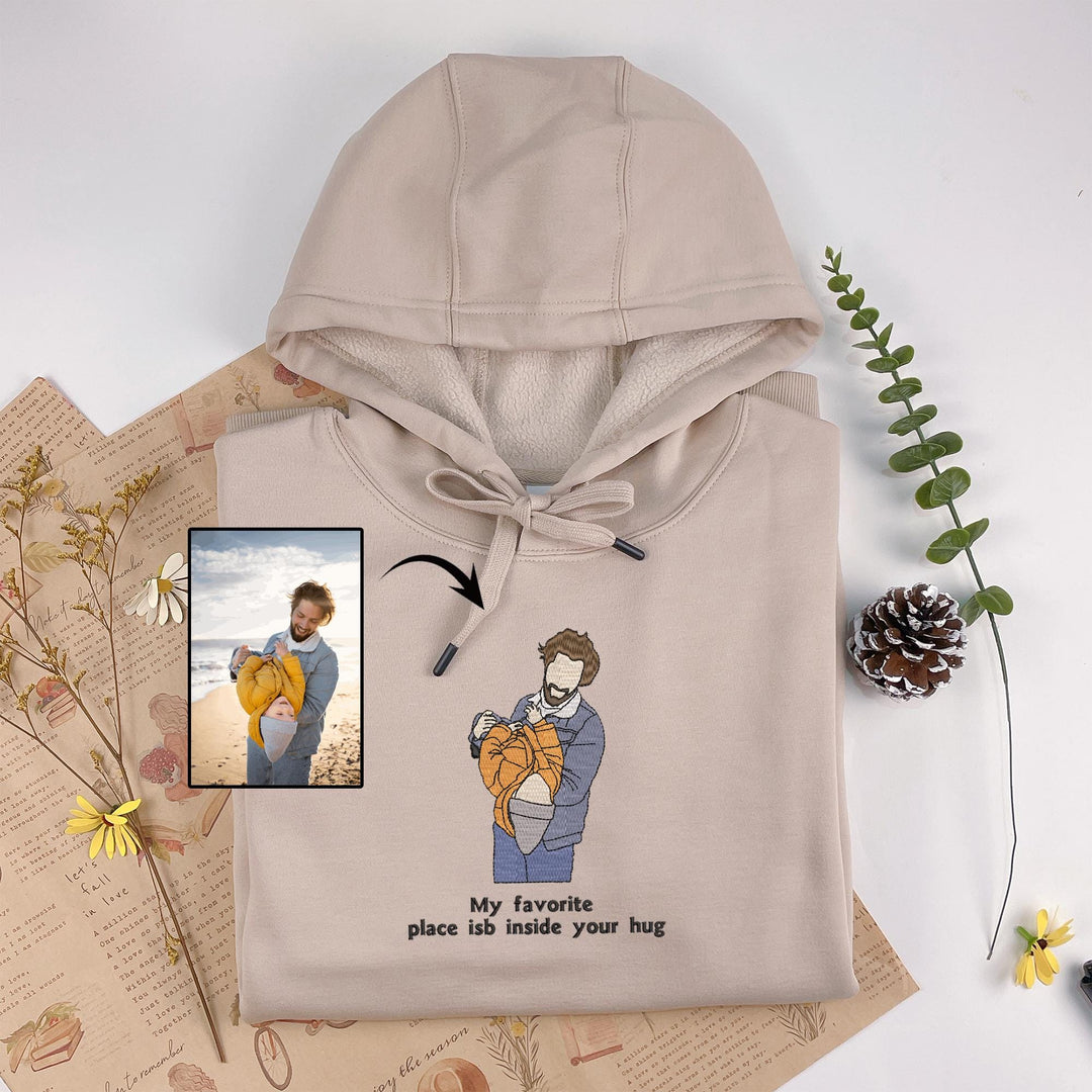 T-shirt brodé personnalisé avec portrait de PAPA/MAMAN