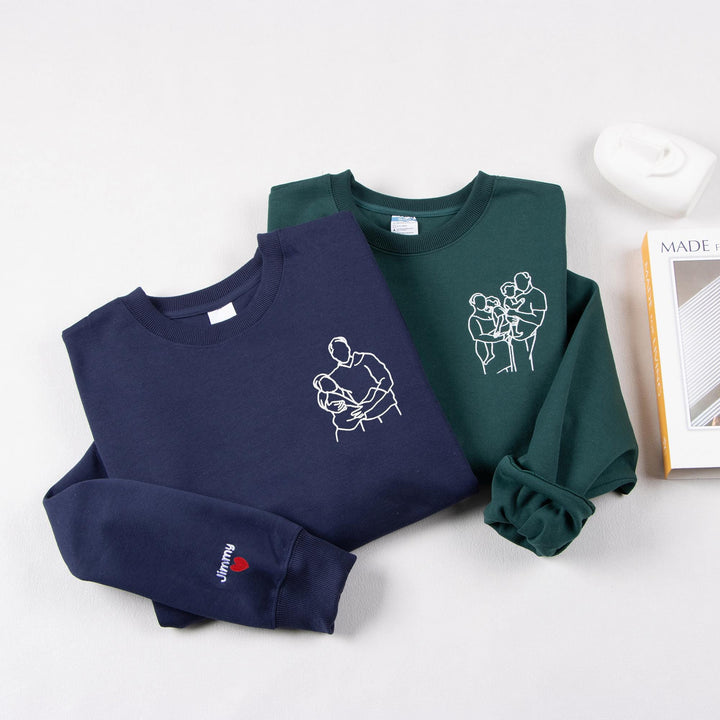 T-shirt personnalisé avec portrait de famille brodé et photo