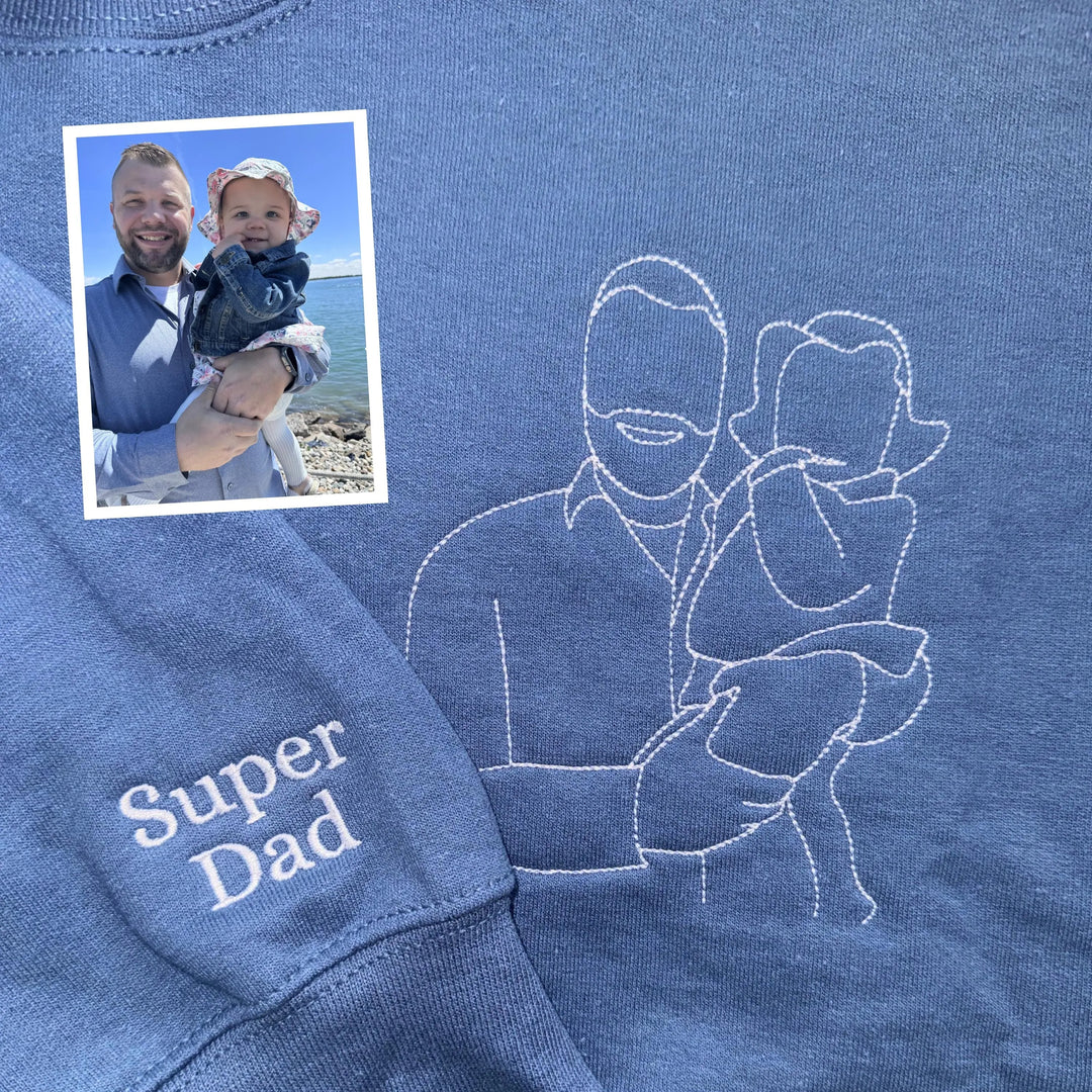 T-shirt brodé personnalisé avec portrait de PAPA