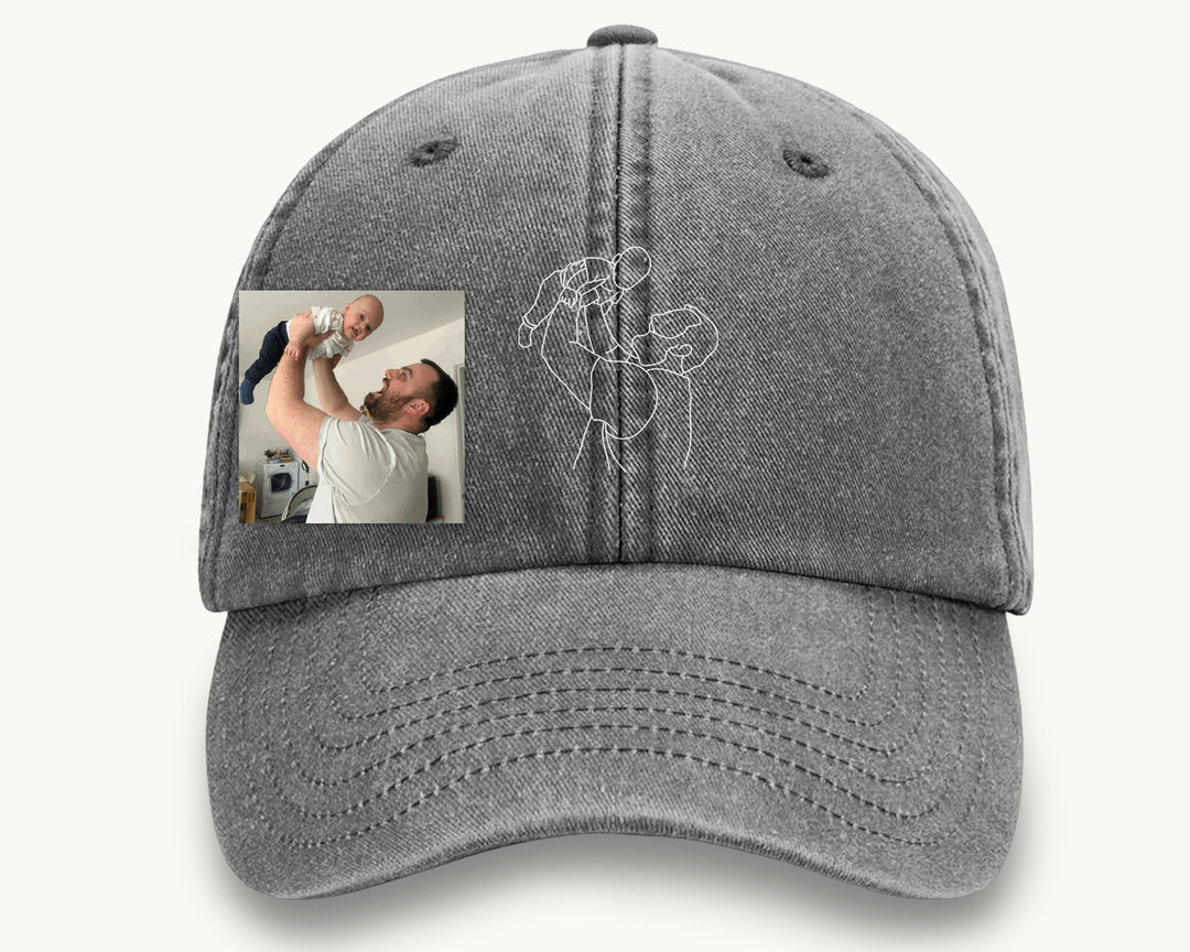 Chapeau Brodé Photo Portrait Contour Personnalisé Pour PAPA