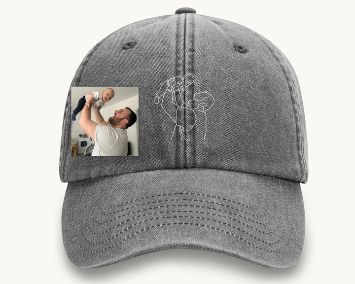 Chapeau Brodé Photo Portrait Contour Personnalisé Pour PAPA