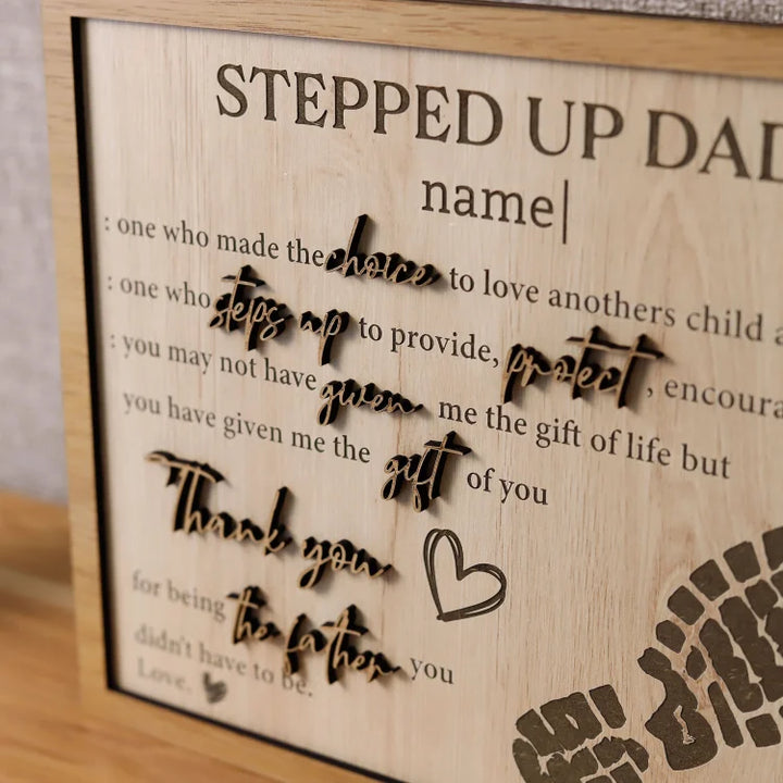 Panneau en bois 3D personnalisé Stepped Up Dad pour la fête des pères