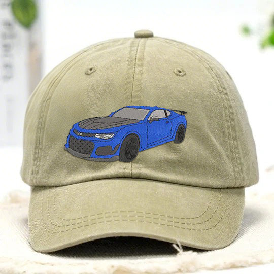 Bonnet brodé photo voiture pour PAPA
