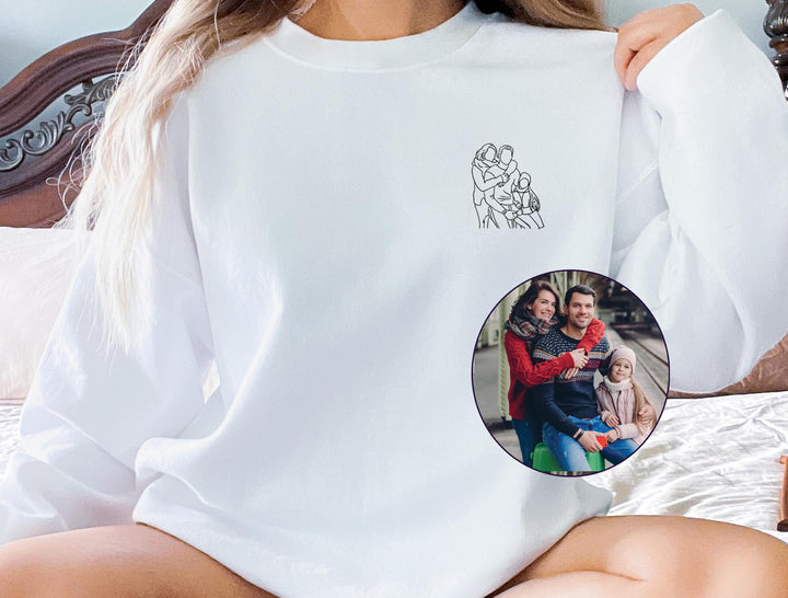 T-shirt personnalisé avec portrait de famille brodé et photo