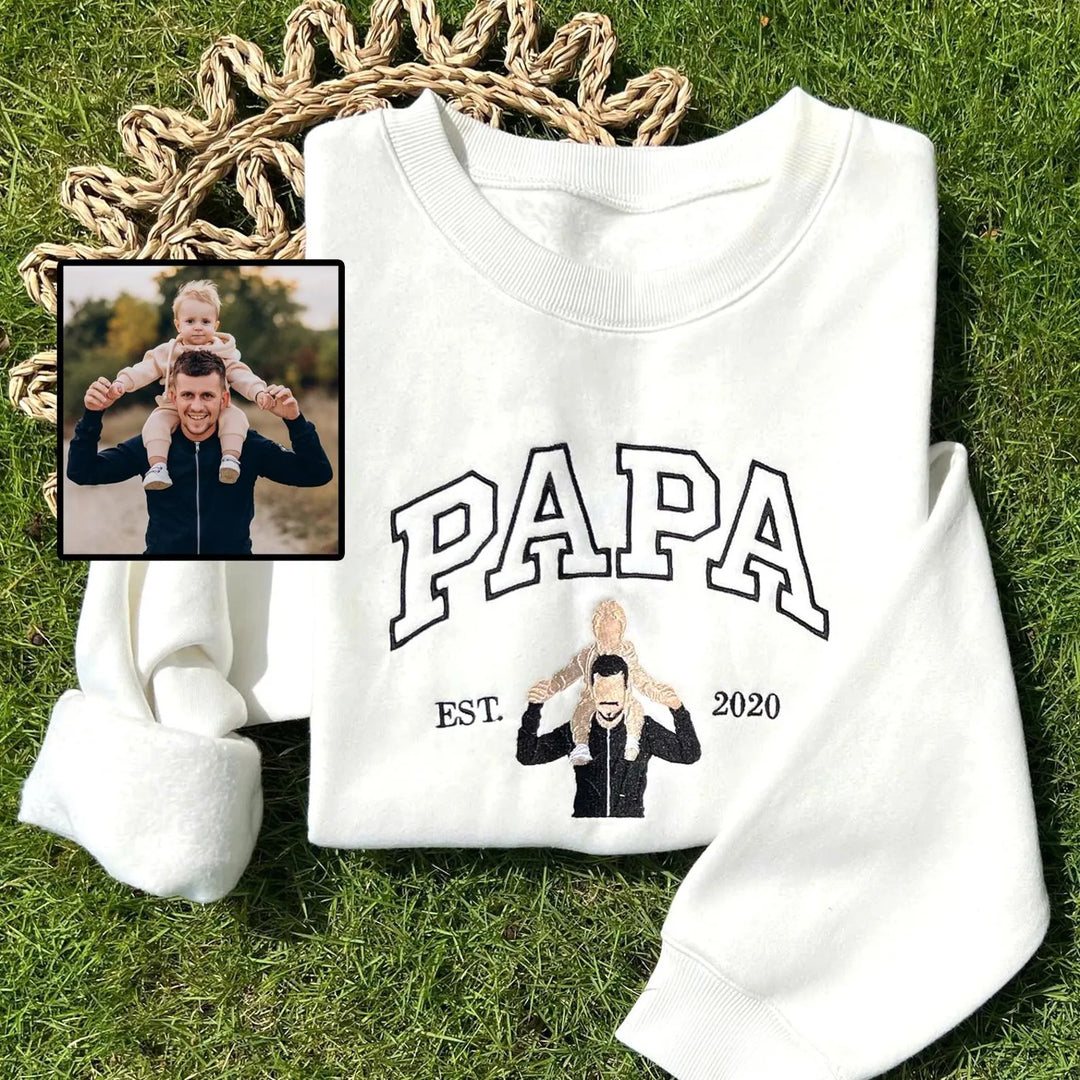 Sweat-shirt personnalisé brodé avec photo pour PAPA/PAPI