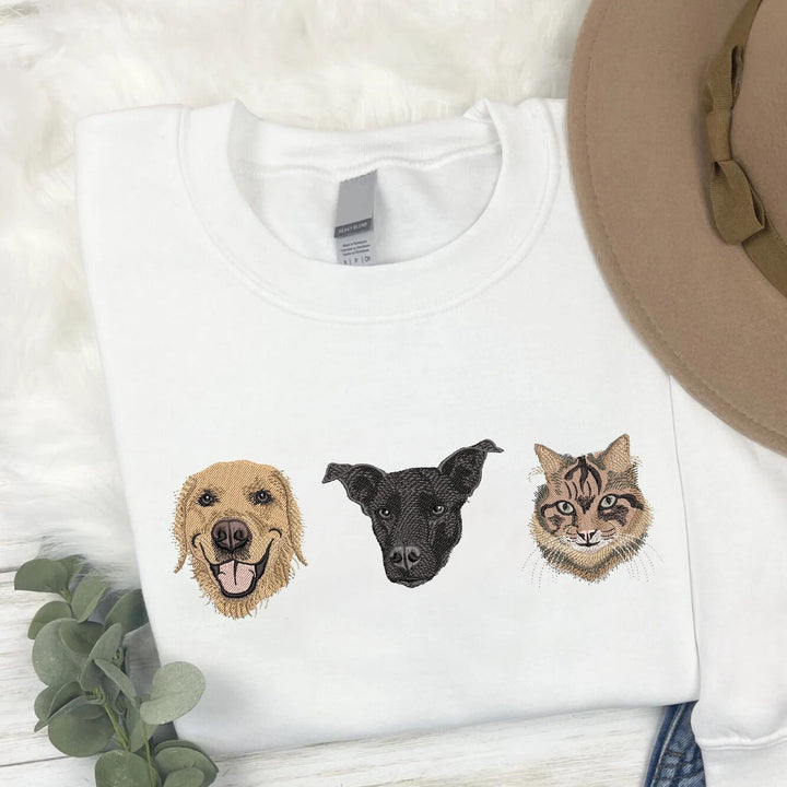 Sweat-shirt brodé avec visage de chien/chat personnalisé