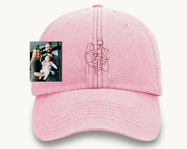 Chapeau Brodé Photo Portrait Contour Personnalisé Pour PAPA