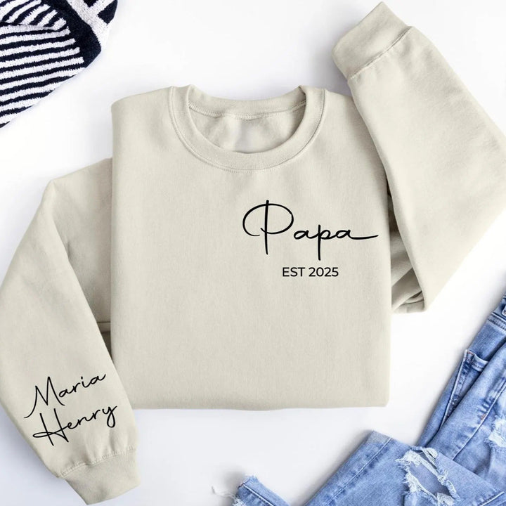 Sweat-shirt à transfert thermique avec police artistique « Papa »
