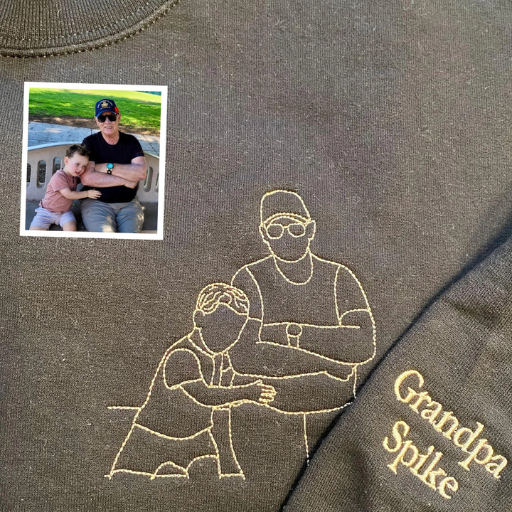 T-shirt brodé personnalisé avec portrait de PAPA