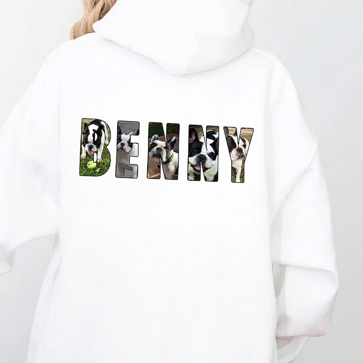Sweat-shirt à capuche personnalisé avec photo et nom d'animal de compagnie