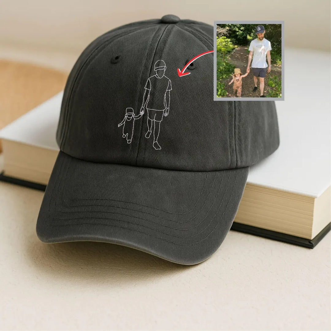 Chapeau Brodé Photo Portrait Contour Personnalisé Pour PAPA