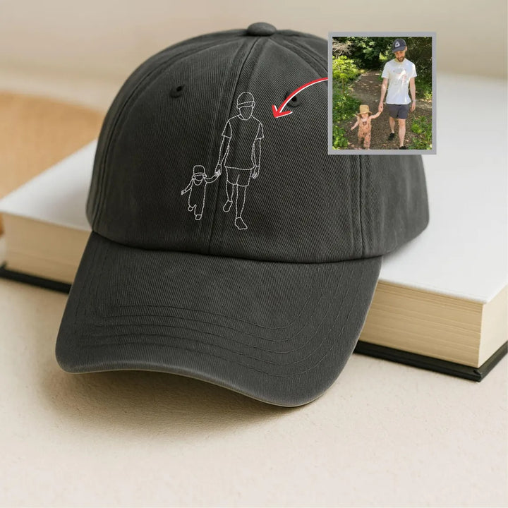 Chapeau Brodé Photo Portrait Contour Personnalisé Pour PAPA