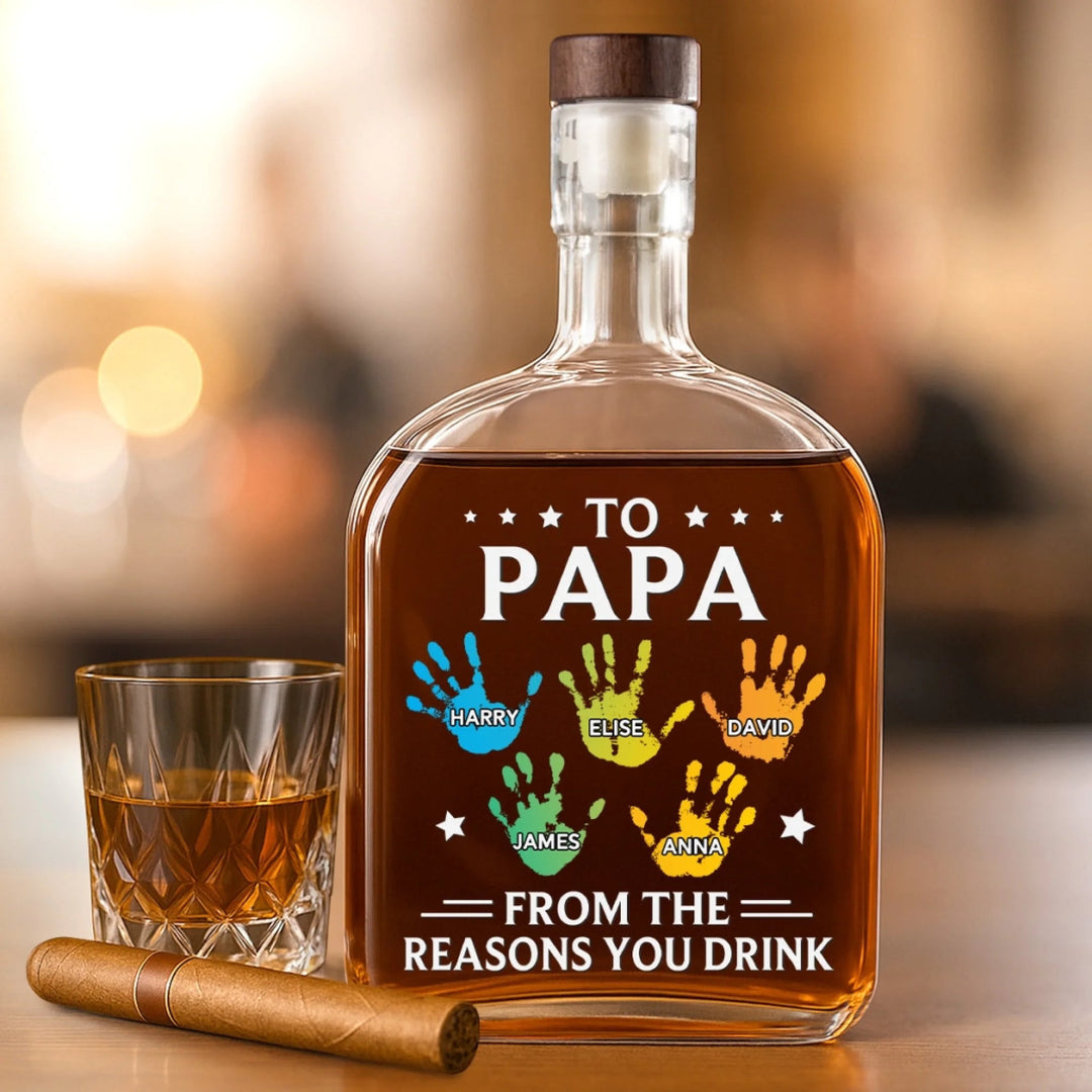 À mon premier et éternel héros - Bouteille de whisky personnalisée en famille - Fête des pères, cadeau pour papa, grand-père