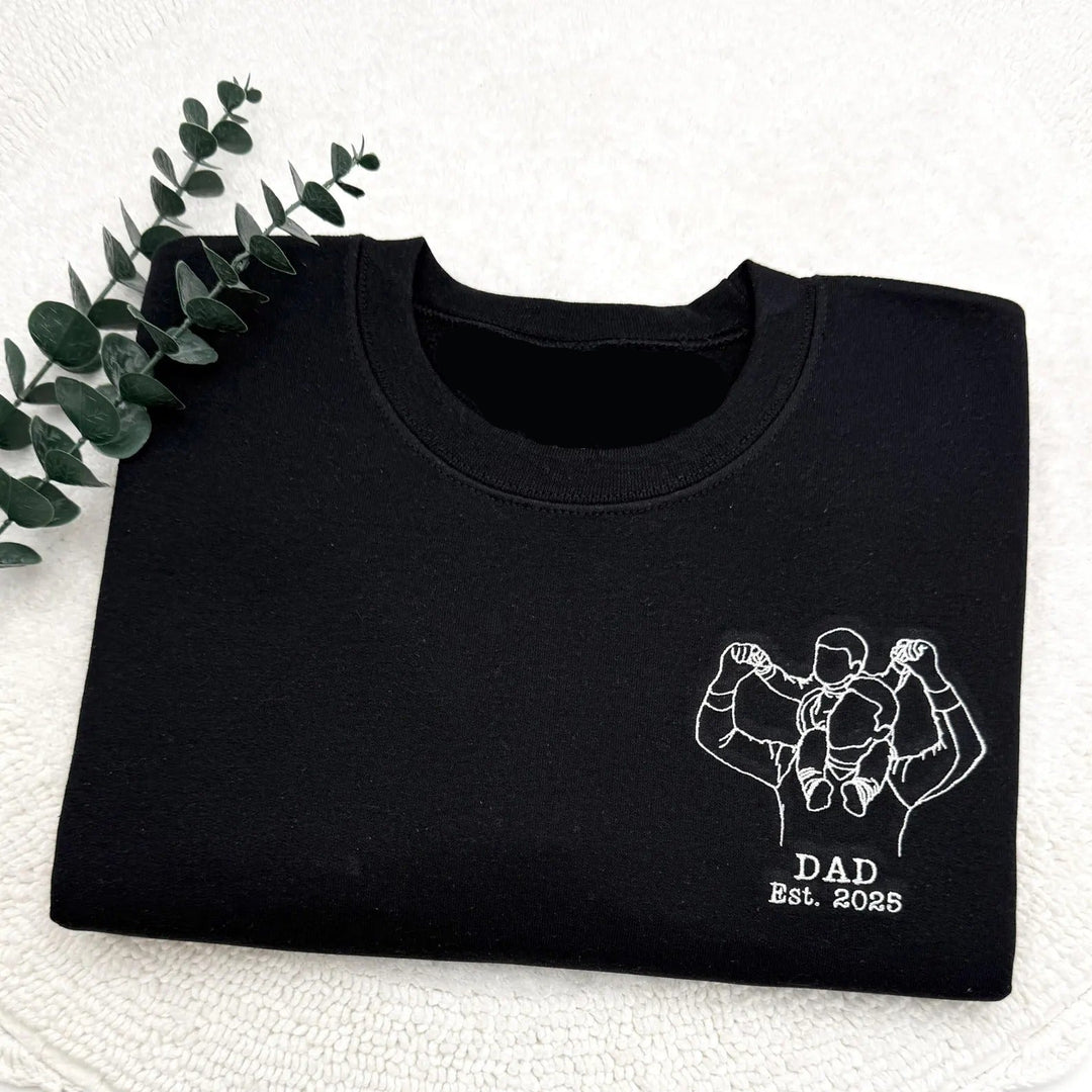Sweat-shirt personnalisé brodé avec photo PAPA/PAPY/DAD