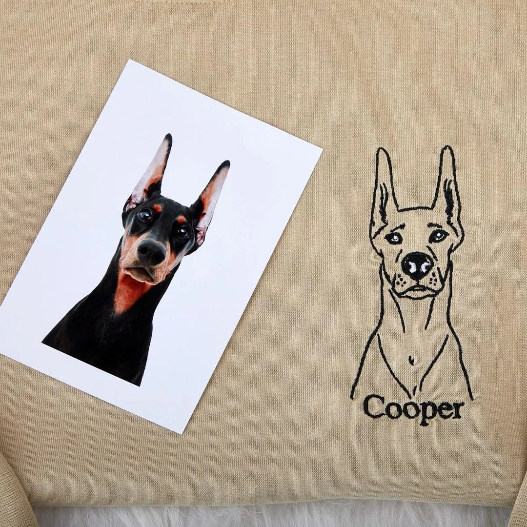 Sweat-shirt brodé avec visage de chien/chats personnalisé avec nom basé sur votre photo