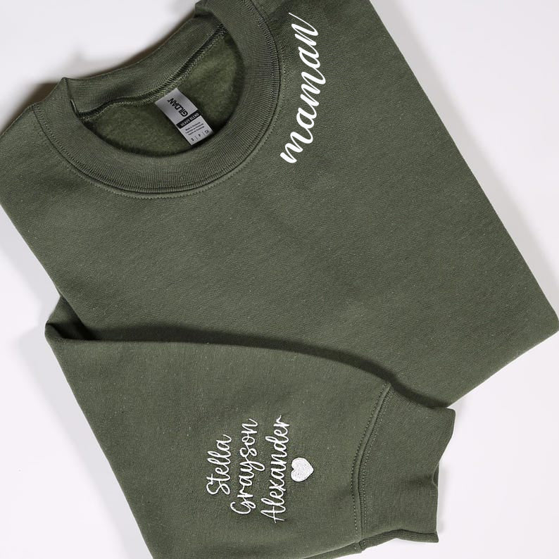 mama Sweat-shirt Personnalisé Brodé pour MAMAN avec le nom de l'enfant