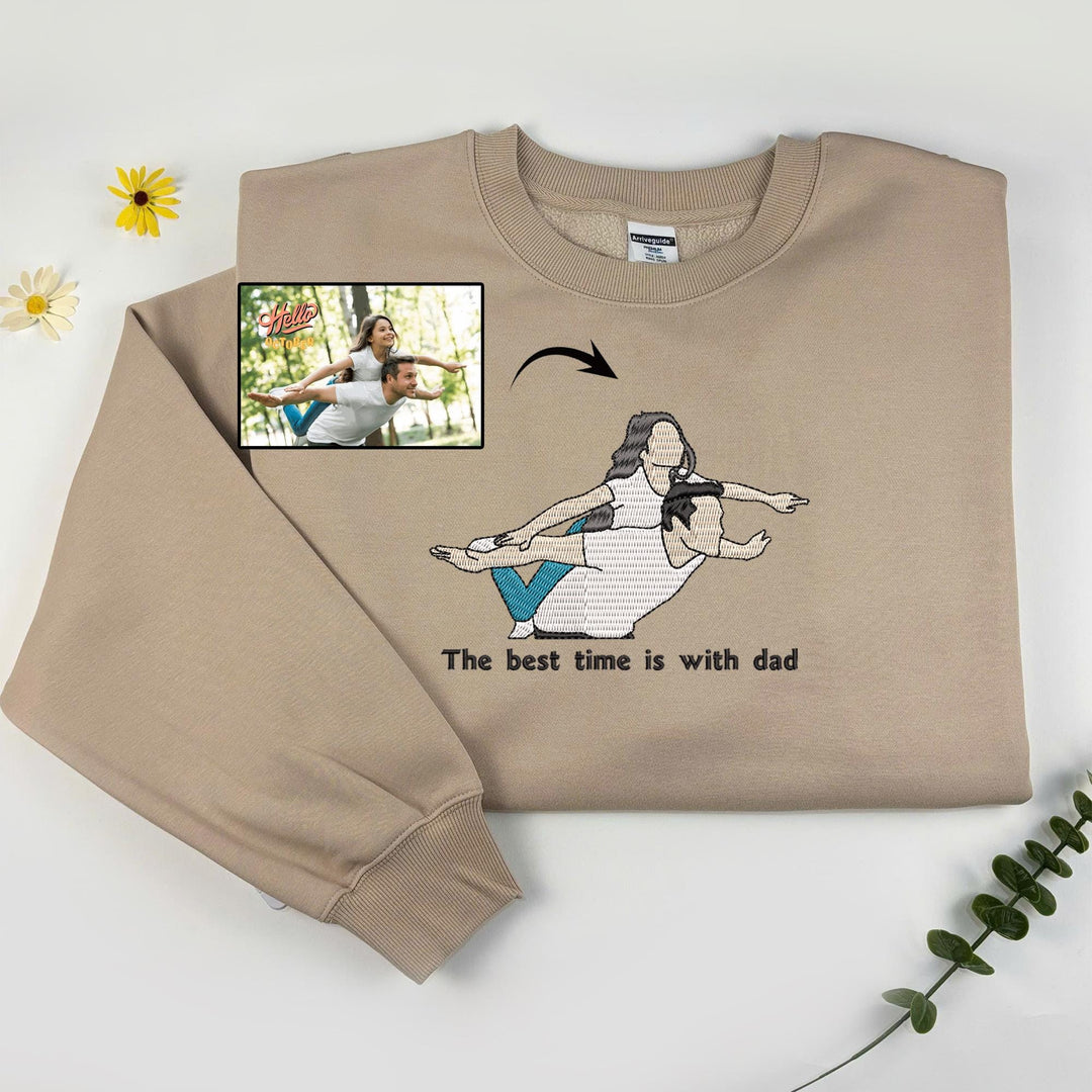 T-shirt brodé personnalisé avec portrait de PAPA/MAMAN