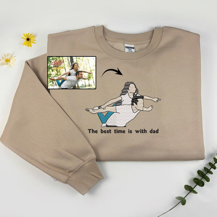 T-shirt brodé personnalisé avec portrait de PAPA/MAMAN