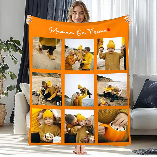 Couverture Polaire Couvertures personnalisées pour la fête des mères avec 9 photos