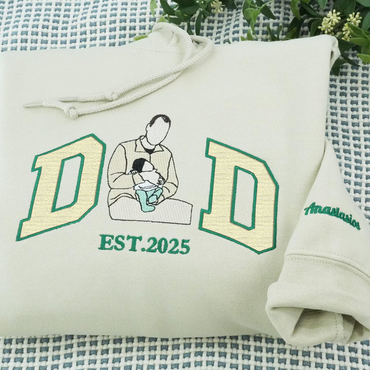 Sweat-shirt personnalisé brodé avec photo pour PAPA/PAPY/DAD