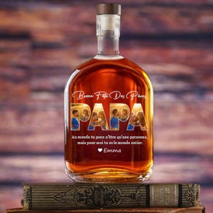 Bouteille de whisky avec lecteur de photo personnalisé, cadeau pour la fête des pères