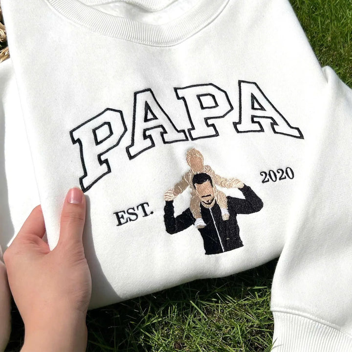 Sweat-shirt personnalisé brodé avec photo pour PAPA/PAPI