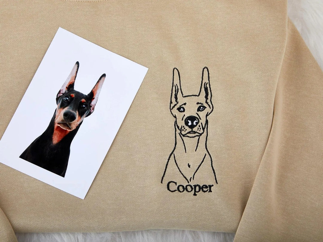 Sweat-shirt brodé avec visage de chien/chats personnalisé avec nom basé sur votre photo