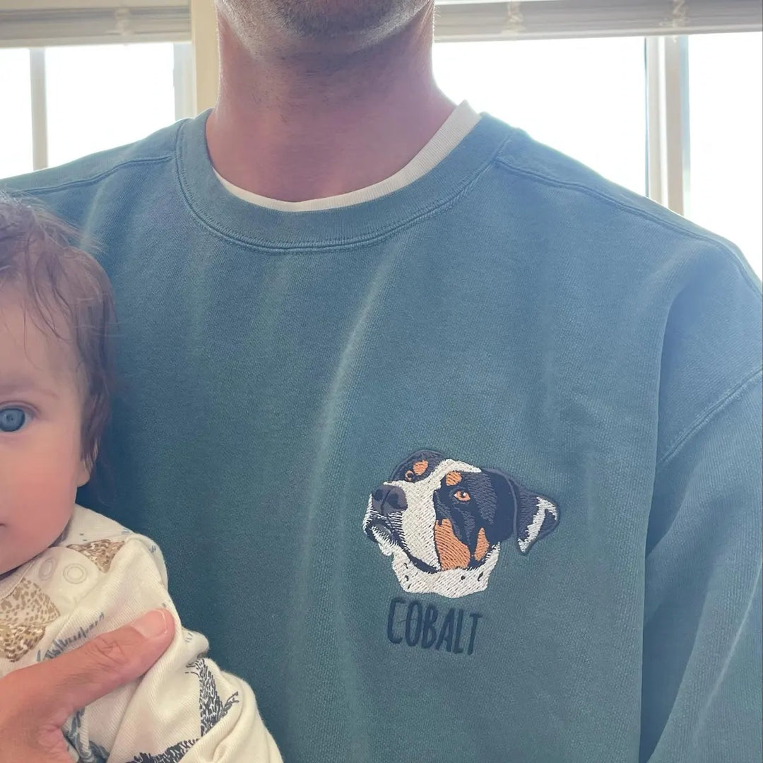 Sweat-shirt brodé avec visage de chien/chat personnalisé