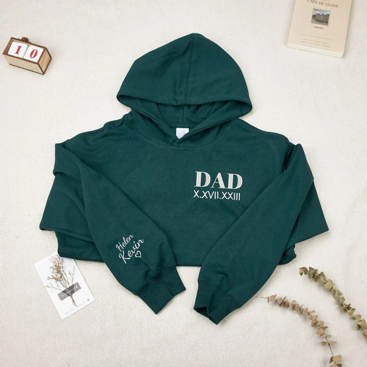 Sweat-shirt brodé avec le surnom de papa et des chiffres romains