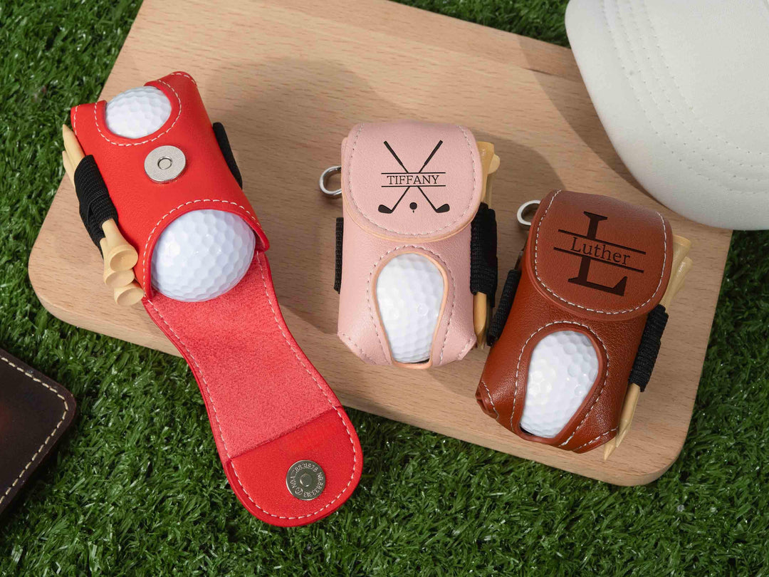 Sac de golf personnalisé, pochette en cuir pour balles et tees de golf