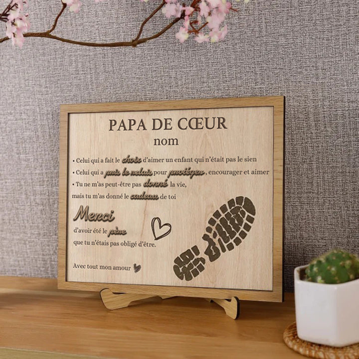 Panneau en bois 3D personnalisé Stepped Up Dad pour la fête des pères