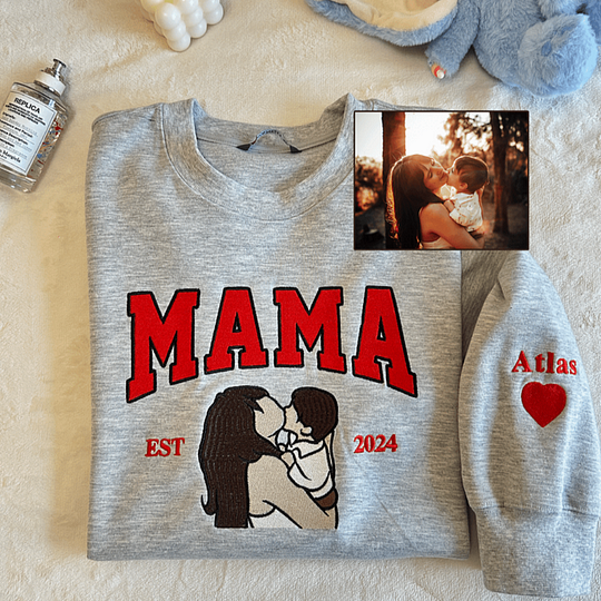 Sweat-shirt brodé personnalisé avec portrait de PAPA