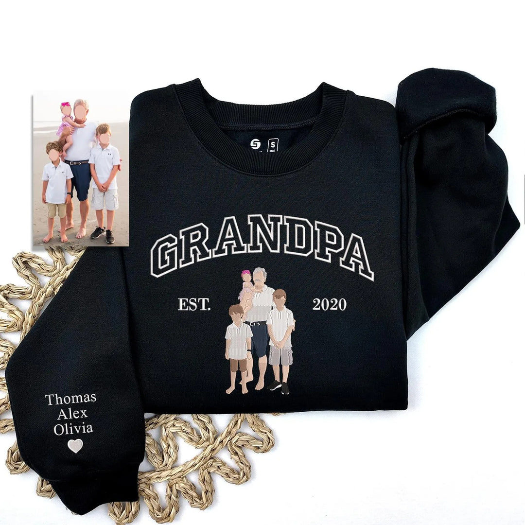 Sweat-shirt personnalisé brodé avec photo pour PAPA/PAPI