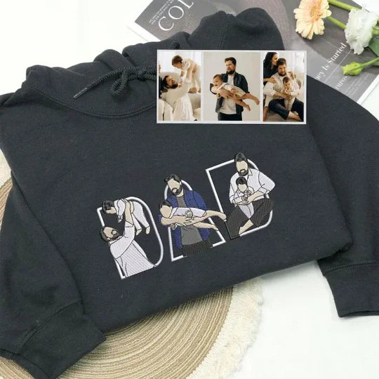 T-shirts et sweat-shirts personnalisés brodés à partir de photos, fête des pères