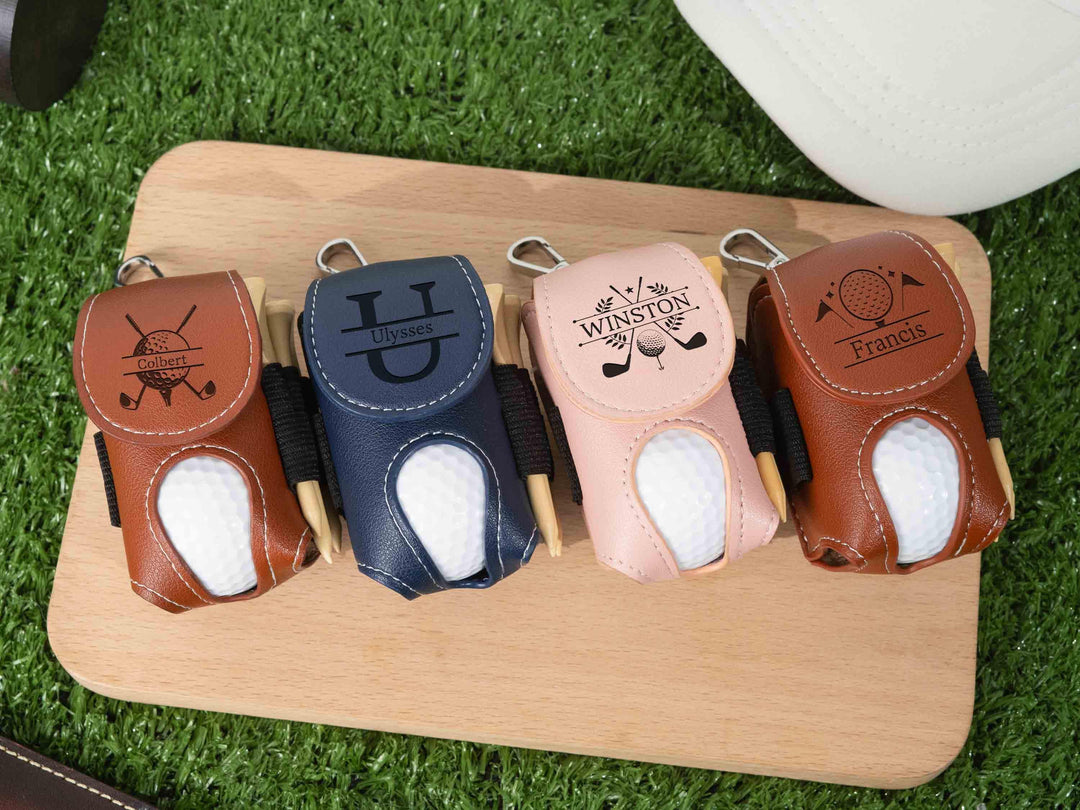 Sac de golf personnalisé, pochette en cuir pour balles et tees de golf